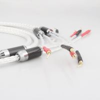 High Quality Audiocrast 8AG Silver Plated 16 Stands HIFI OCC Speaker Cable With 2mm Pin Banana Plug Loudspeaker Cable