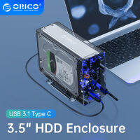 ORICO Dual Bay 3.5 USB-C HDD Case SATA To Type-C โปร่งใส HDD Dock Station UASP 6Gbps เพิ่ม12V Power Adapter เครื่องมือฟรี