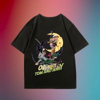 เสื้อยืดสุดฮอต Tom and Jerry One Piece ออกแบบมาพร้อมกับ Three Swords Sauron Hawkeye ผ้าฝ้ายแท้ สไตล์เกาหลีเพื่อเตรียมพร้