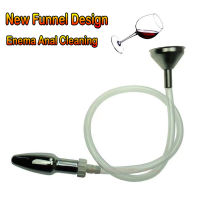 Funnel Enema Nozzle Butt Plug Stainless Steel Ass Washing With Hollow Anus ButtPlug Shower Enema Cleaning Kit For Woman Men