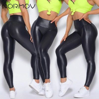 【VV】 NORMOV Leather Leggings Waist Elasticity Windproof Push Up Pants Female Tights