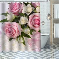 Beautiful Flower Shower Curtain Fabric Waterproof Bathroom Decorative Supplies Washable Bathroom Decorative Shower Curtain