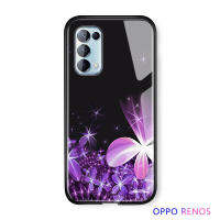 UCUC เคสโทรศัพท์เคสสำหรับ OPPO Reno 5ปลอก Reno5 (4G/5G) แฟชั่นผู้หญิงหญิงดอกไลแลกพิมพ์ Hard Casing กันกระแทกกระจกเทมเปอร์ปกหลัง