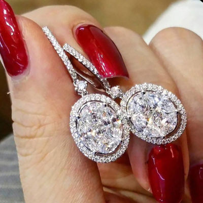 2020 Oval cut 4ct lab Diamond cz Dangle Earring 925 Sterling silver Jewelry Luxury Party Wedding Drop Earrings for Women Bridal