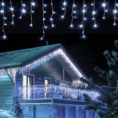 Christmas Decorations For Home Outdoor LED Curtain Icicle String Light Street Garland On The House Winter 220V Droop 0.6-0.8m Fairy Lights