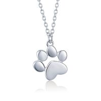 BISAER 925 Sterling Silver Collar Dog Footprints Pendants Necklaces for Women Dog Footmark Necklaces Silver Jewelry ECN275-2