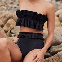 Biquini Naranja 2022 Black Ruffle Bikini Swimsuit Women 39;s Suit Surf Wear Summer Beach Separate Bandeau Tankini Swimming Suits