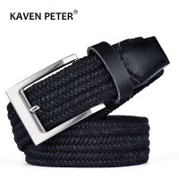 Men Leather Belt For Elastic Rope Wax Canvas Braided Woven Stretch Long Waist Belt 3.5 CM Cowskin Belt Top Tip For Men 95-160 CM Furniture Protectors