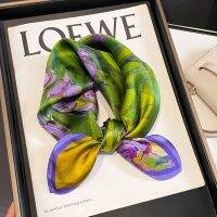 2023 Fashion 100% Real Silk Scarf 53cm Square Bandelet Womens Silk Temperament Small Scarf Neck Decorative Wrap Printed Scarves