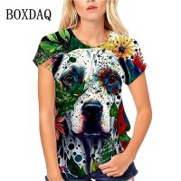 Streetwear Fashion Funny Pet Dog Pattern T Shirt Women Tie Dye Print Short Sleeve Shirts Casual O-Neck Oversized Ladies Tops Tee