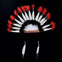 【hot】✒▬  Headdress Prop Hat Chief Feather Thanksgiving Day Props