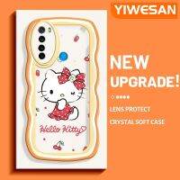 YIWESAN เคสสำหรับ Xiaomi Redmi Note 8 2021 Note 8T เคสลายเชอร์รี่เฮลโลคิตตี้ดีไซน์ใหม่ขอบคลื่นเนื้อนุ่มเคสมือถือกันกระแทกแบบใสโปร่งใสลายกล้องถ่ายรูปเรียบง่ายอ่อนโยนฝาครอบป้องกัน