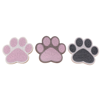 8Pcs Diamond Painting Coasters DIY Cute Cat Paw Coasters with Holder for Beginners,Drinks,Cups,Vases