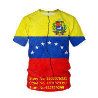 2023 newVenezuela Flag 3D Printed Mens T-shirts Loose O-Neck Short Sleeve Street Rock Hip-Hop Tops Tees