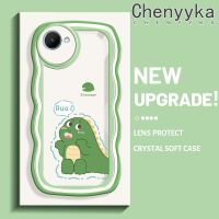 เคส Chenyyyka สำหรับ Realme C30 C30s Narzo 50i Prime Case การ์ตูนไดโนเสาร์น่ารักดีไซน์ใหม่ขอบครีมโปร่งใสลายกล้องถ่ายรูปเคสมือถือฝาครอบป้องกันที่เรียบง่ายอ่อนโยน