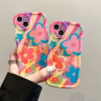 Suitable For iPhone 14 ProMax Fashion Blue light Flower Phone holder Case 11 12 13 Pro Max Anti Slip TPU Soft Back Cover