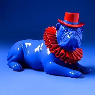 1Pcs Creative Color Bulldog Punk Style Dog Statue Resin Figurine Home Office Store Decoration Ornament Crafts