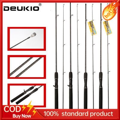 DEUKIO คันเบ็ดตกปลา คันเบ็ดตกปลาแคสติ้ง  เบ็ดตกปลา ⚡ซื้อหนึ่งแถมหนึ่ง ให้ออกไป เหยื่อปลอม⚡คันตกหน้าดิน  คันเบส 1.6-2.4 เมตร  2 ส่วน คันเบ็ดตกปลา คันเบ็ดเบส ปั่นคันเบ็ดระบายอากาศและป้องกันการลื่น คันตีเหยือปลอม