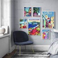 แฟชั่น Retro Travel โปสเตอร์ Caribbean City การ์ตูนภูมิทัศน์โปสเตอร์และพิมพ์-ภาพวาดผ้าใบ Wall Art รูปภาพสำหรับตกแต่งบ้าน