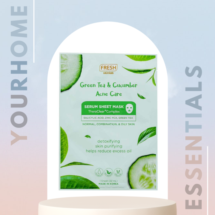 Fresh Skinlab Green Tea and Cucumber Acne Care Serum Sheet Mask 1 Sheet