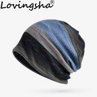 [Rear Waves] LOVINGSHA ฤดูใบไม้ร่วงฤดูหนาวแบบ Dual-ใช้ผู้หญิงหมวกสำหรับสุภาพสตรี S Kullies Beanies ลายการออกแบบบางสาวแฟชั่น Feminino ผ้าพันคอ HT186