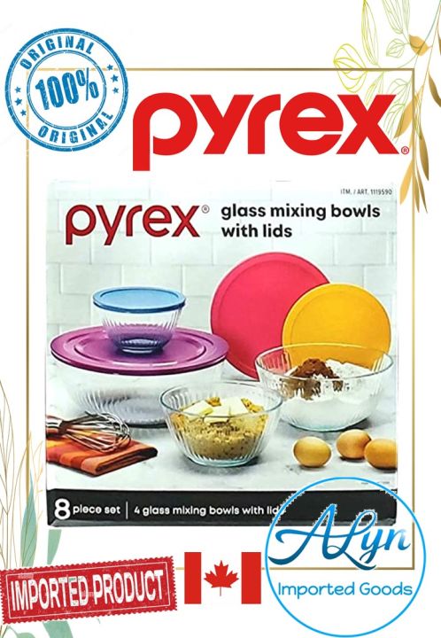 Pyrex 100 Years Glass Mixing 8 piece Bowl Set