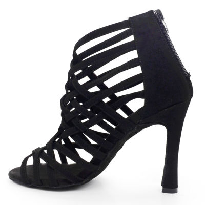 Professional Black Nubuck Color Zapatos De Baile 10cm Heel Dancing Shoes Latin Salsa Ballroom For Women