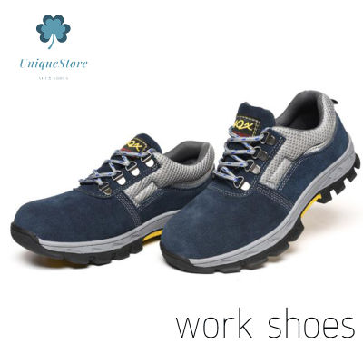 รองเท้าป้องกันการใช้แรงงาน / work shoes/ หัวเหล็ก/พื้นเหล็ก / ป้องกันการทุบ / ป้องกันการเจาะ / ทนต่อการขัดถู / ระบายอากาศ / blue shoes