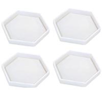 4 Pack Hexagon Silicone Coaster Molds Silicone Resin Mold, Clear Epoxy Molds For Casting With Resin, Concrete, Cement And Polymer Clay