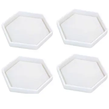 4 Pack Hexagon Silicone Coaster Molds Silicone Resin Mold, Clear