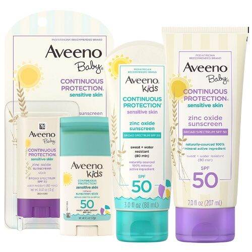 Aveeno Baby Kids Continuous Protection Zinc Oxide Mineral Sunscreen