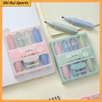 SHIRUI 4Pcs กราฟฟิตี ปากกาไฮไลท์ ลงชื่อเข้าใช้ เขียนด้วยลายมือ ปากกามาร์กเกอร์ แบบพกพาได้ เครื่องเขียนสเตชันเนอรี ปากกาฟลูออเรสเซนต์ โรงเรียนในโรงเรียน