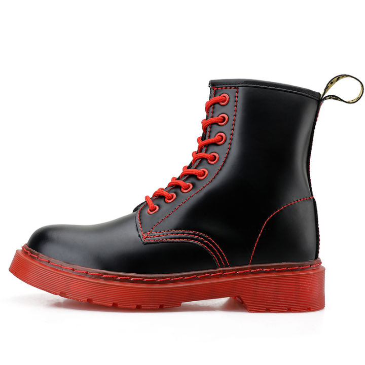 doc-dr-martens-air-wair-1460รองเท้าบูทมาร์ตินหนังแข็งสีแดงเรียบคลาสสิกสไตล์ยุโรปรองเท้าลำลองสำหรับนักธุรกิจขนาด35-47