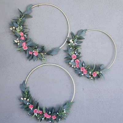 5Pcs 15-40cm DIY Metal Wreath Iron Circle Round Ring Craft Party Baby Shower Wedding Decoration Garden Home Decor Hanging Basket