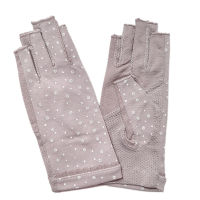 2021Women Summer Thin Cotton Dot Printing Anchor Fingerless Cycling Non-slip Breathable Sunscreen Driving Gloves