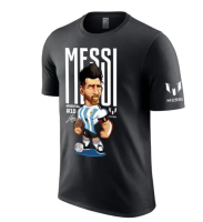 T SHIRT - Messi Argentina 10 cartoon avatar commemorative black and white short sleeved  - TSHIRT