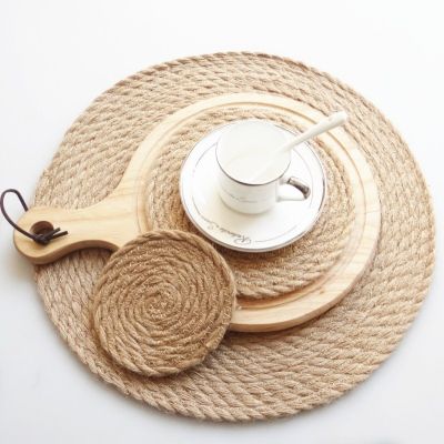 1Pc Table Mat Round Placemat Drink Coasters Linen Placemats Cup Bowl Mat Non-slip Insulation Anti-hot Pad Kitchen Accessories