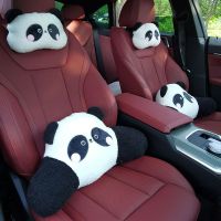 Car Seat Headrest Pillow Plush Head Protector Cartoon Panda Travel Pillow Auto Cute Cushion Interior Accessories For Kids Adults Seat Cushions