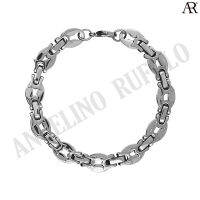 ANGELINO RUFOLO Bracelet ดีไซน์ Flora Chain สร้อยข้อมือผู้ชาย Stainless Steel 316L(สแตนเลสสตีล)คุณภาพเยี่ยม สีเงิน