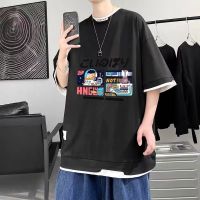 Street Wear Harajuku สไตล์การ์ตูนสนุกพิมพ์เสื้อยืดแขนสั้นผู้ชายผู้หญิงอินเทรนด์คู่ All-Ma