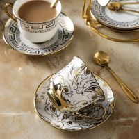 Genuine Original High-end High-value coffee cup and saucer set 220ml ceramic coffee cup European high-end high-grade household ins style