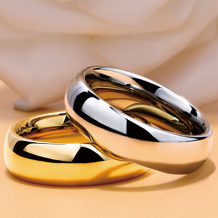 6สเตนเลสสตีลสำหรับทั้งหญิงและชายแหวนกลมที่เรียบง่ายไม่ซีดแหวนแฟชั่น