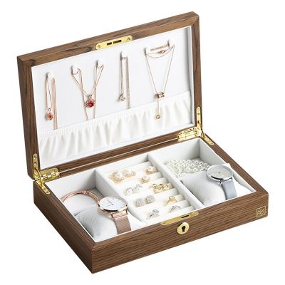 Wooden Flip Jewelry Organizer Box Jewelry Storage Gift Display Case Watch Earrings Ring Holder Jewellery Storage