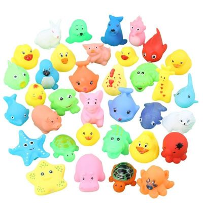 MINIS Summer for Child Kid Toddler Water Fun Float Rubber Animals Gametoy Floating Toys Animals Bath Toy Animal Tub Toys Fishing Net