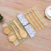 11 Pcs Sushi Serving Set Rice Paddle Wood DIY Kits Sushi Roller Maker DIY Sushi Maker Bamboo Rice Scoops Chopstick Rest