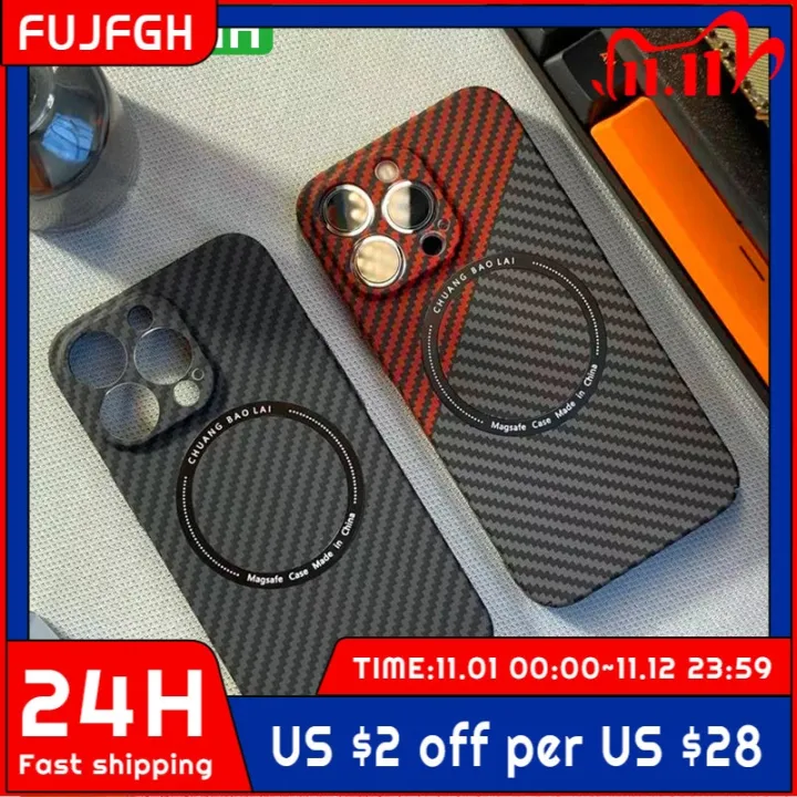 Carbon Fiber Texture For Magsafe Wireless Charging Case For