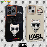 3D น่ารัก Karl Cat เคสโทรศัพท์สำหรับ Apple IPhone 13 12 11 Pro X XS Max XR 7 8 Plus Soft ซิลิโคน TPU Anti-Drop ป้องกันปกหลังโทรศัพท์มือถือกรณีสีดำสีขาว