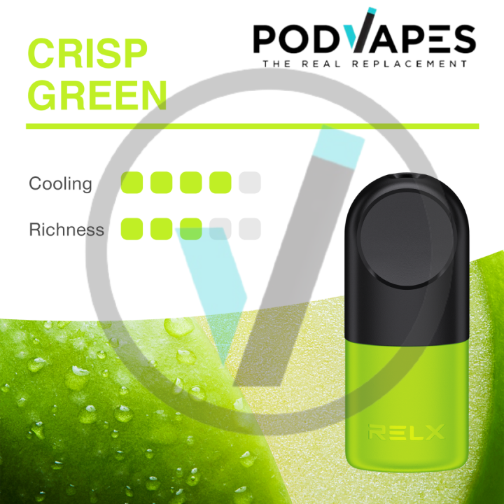 PODVAPES RELX INFINITY CRISP GREEN POD Single 30MG (3) 1 PCS/BOX Legit