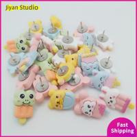 JIYAN2866 30 Pcs 30ชิ้นค่ะ หมุดกดไอศกรีม ตกแต่งด้วยการตกแต่ง มินิมินิ หมุดวาดรูปสัตว์ หมุดปัก หมุดกดหมุด เครื่องใช้ในสำนักงาน