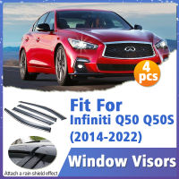 หน้าต่าง Visor ยามสำหรับ Infiniti Q50 Q50S 2014-2022 Vent ปกตัดกันสาดที่พักพิงป้องกันอาทิตย์ฝน D Eflector ประดับ